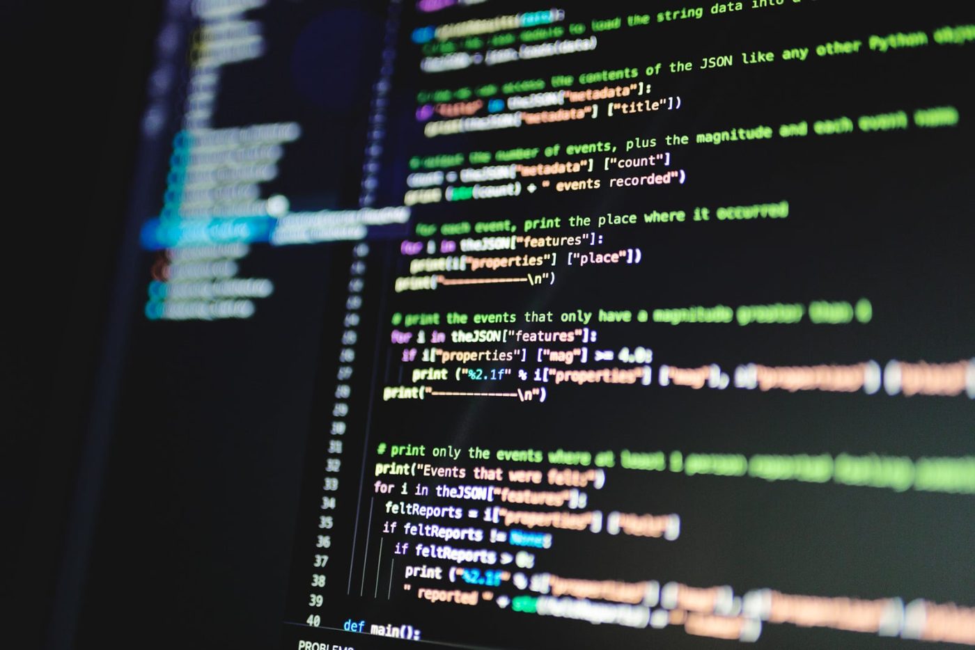 Source code displayed on a dark monitor