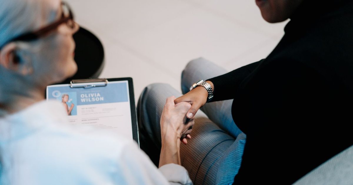 Job interview ending with a handshake